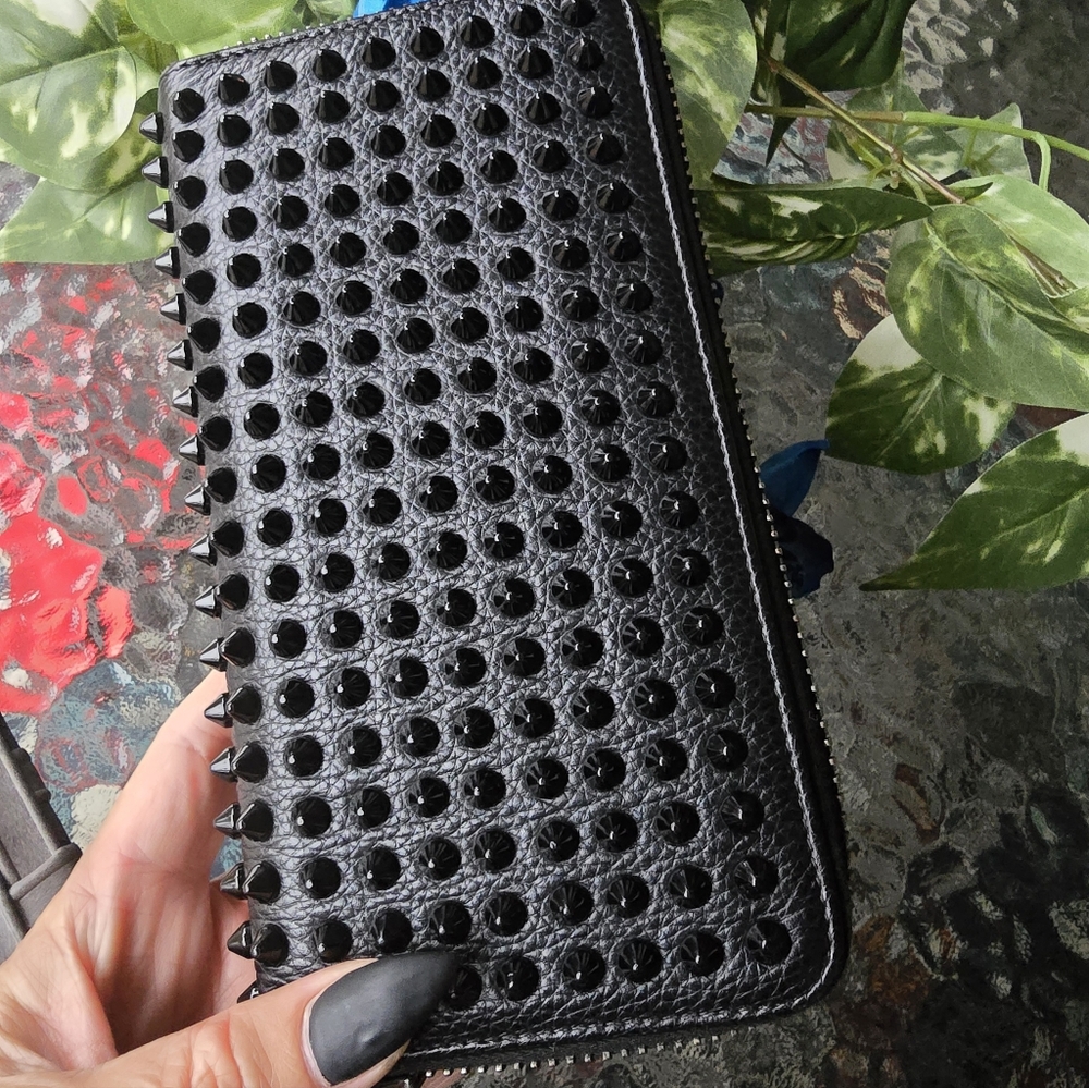 Authentic Christian Louboutin Black Studded Long Zippy Wallet - Picture 9 of 16